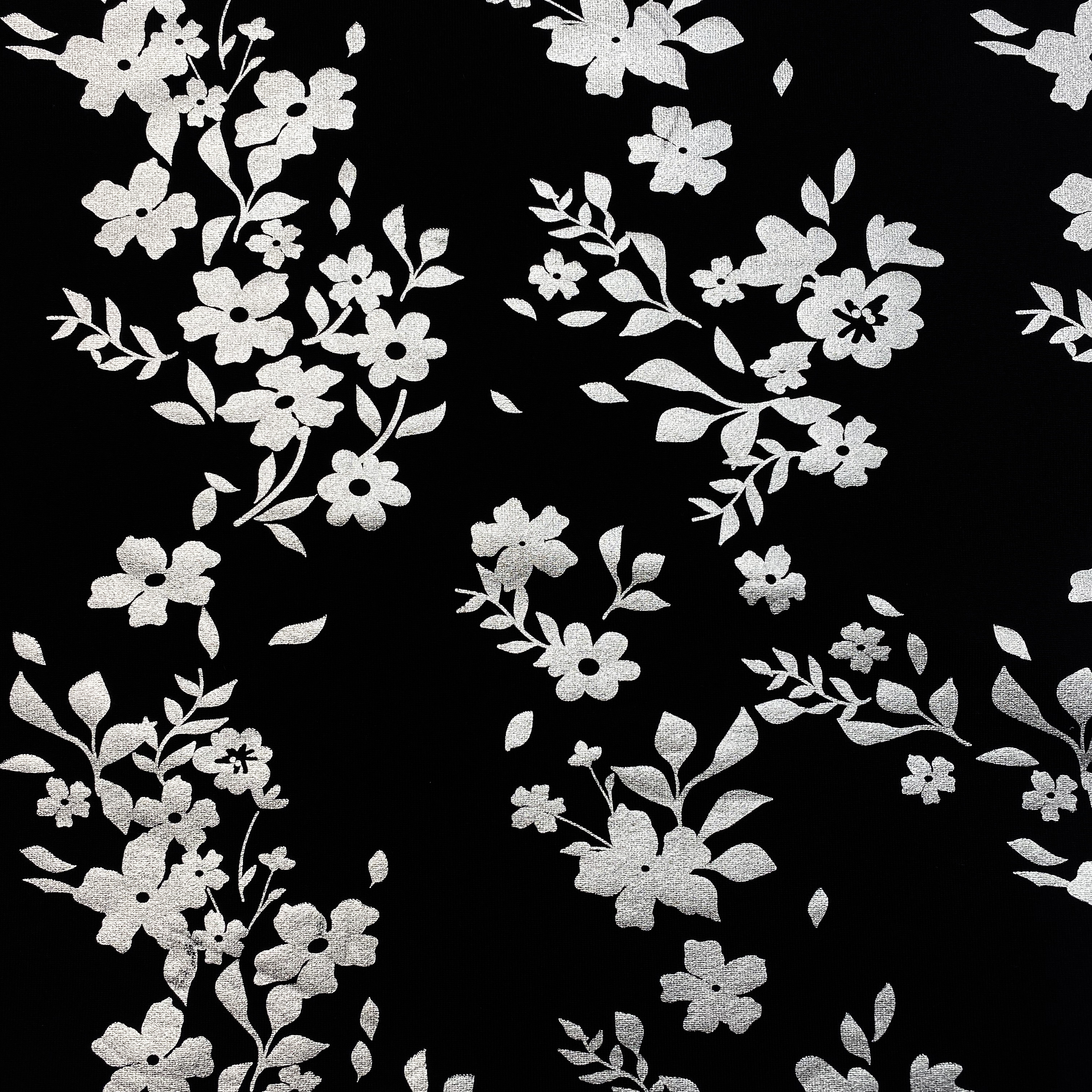 88% NYLON 12% SPANDEX 300GSM 155CM Kain Jersey Tunggal Motif Bunga-Foilprint HT045-9